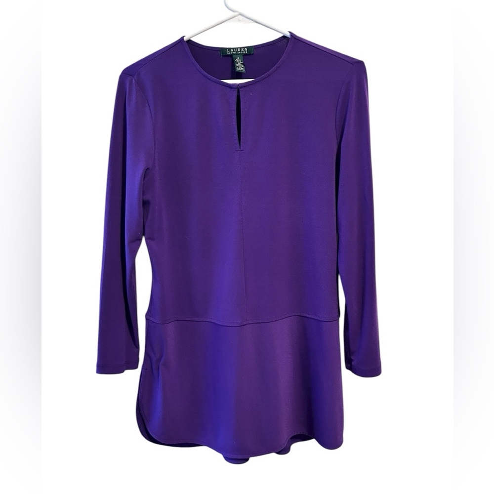 Ralph Lauren Women's Jersey Keyhole Top size small purple - Picture 2 of 7